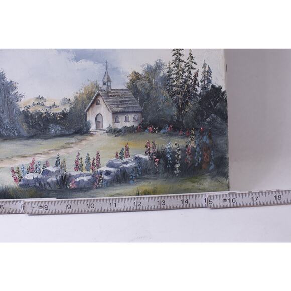 Country Chapel Oil Painting, Landscape, 16 x 12 inches, Unframed, Unsigned, - Picture 2 of 4